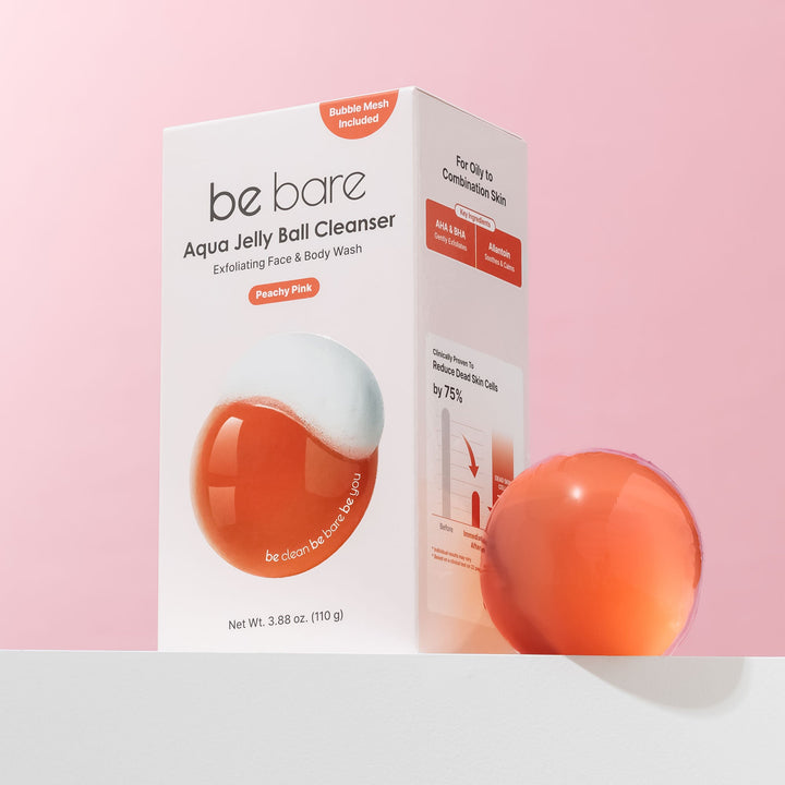 be bare Aqua Jelly Ball Cleanser - Peachy Pink - Naisture
