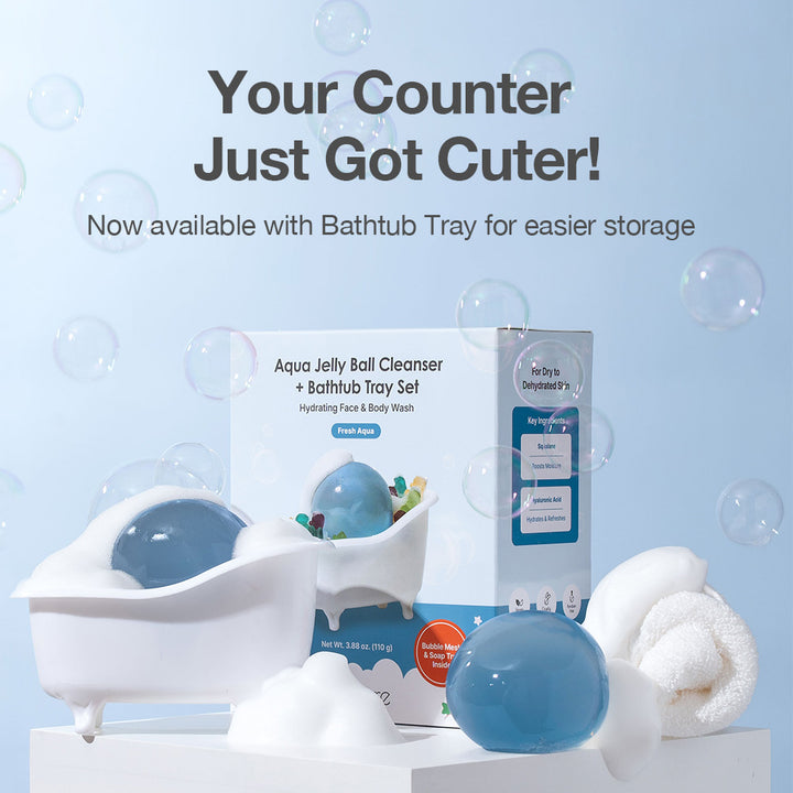 be bare Aqua Jelly Ball Cleanser + Bathtub Tray Set - Fresh Aqua - Naisture