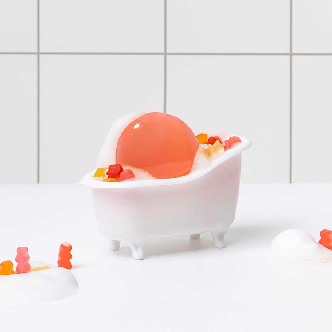 be bare Aqua Jelly Ball Cleanser + Bathtub Tray Set - Peachy Pink - Naisture