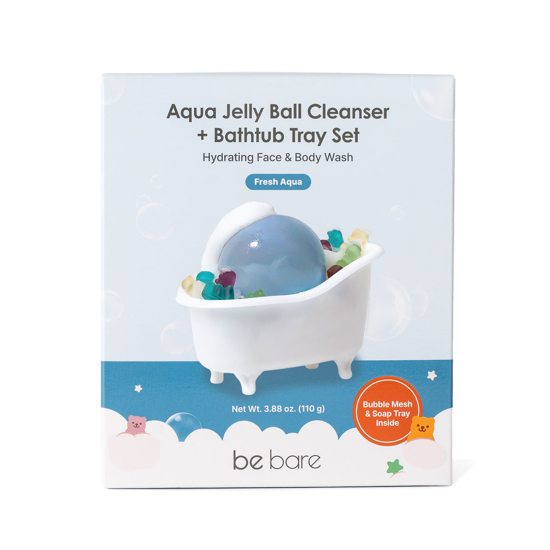 be bare Aqua Jelly Ball Cleanser + Bathtub Tray Set - Fresh Aqua - Naisture