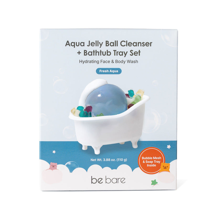 be bare Aqua Jelly Ball Cleanser + Bathtub Tray Set - Fresh Aqua - Naisture
